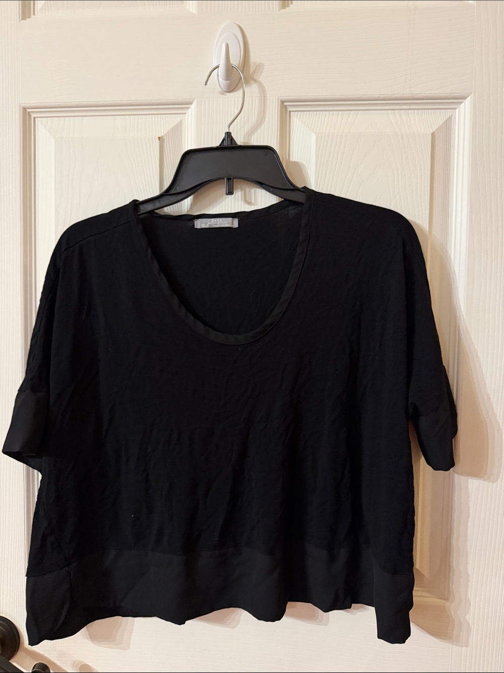 Zara Black Short Sleeve Scoop Neck Top